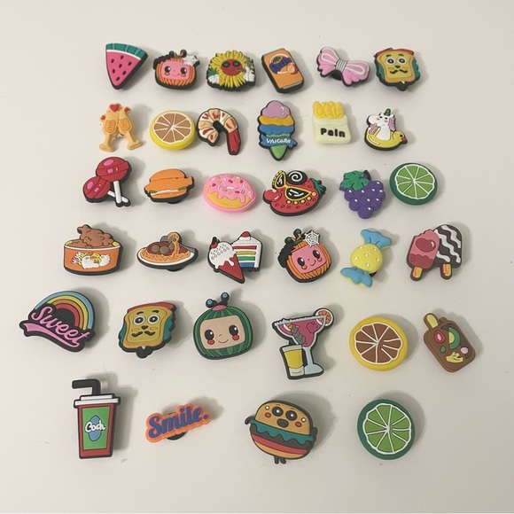 Croc Charms Lot of 34 Assorted Food Charms Donut Watermelon Burger - Picture 1 of 16